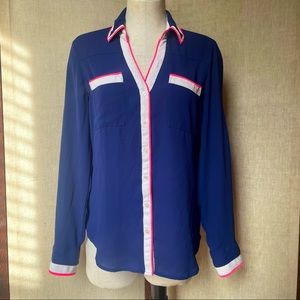 Express | Navy Pink & White Button Down Shirt